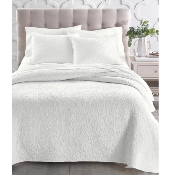 Charter Club Sculpted Paisley Embroidered Cotton Quilt, King, Exclusively - Picture 1 of 1